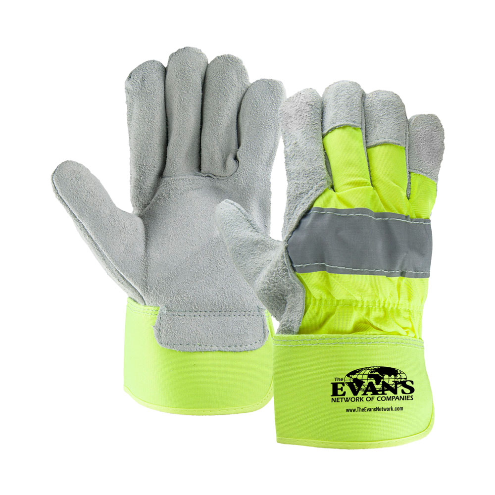 Hi-Viz Leather Palm Gloves